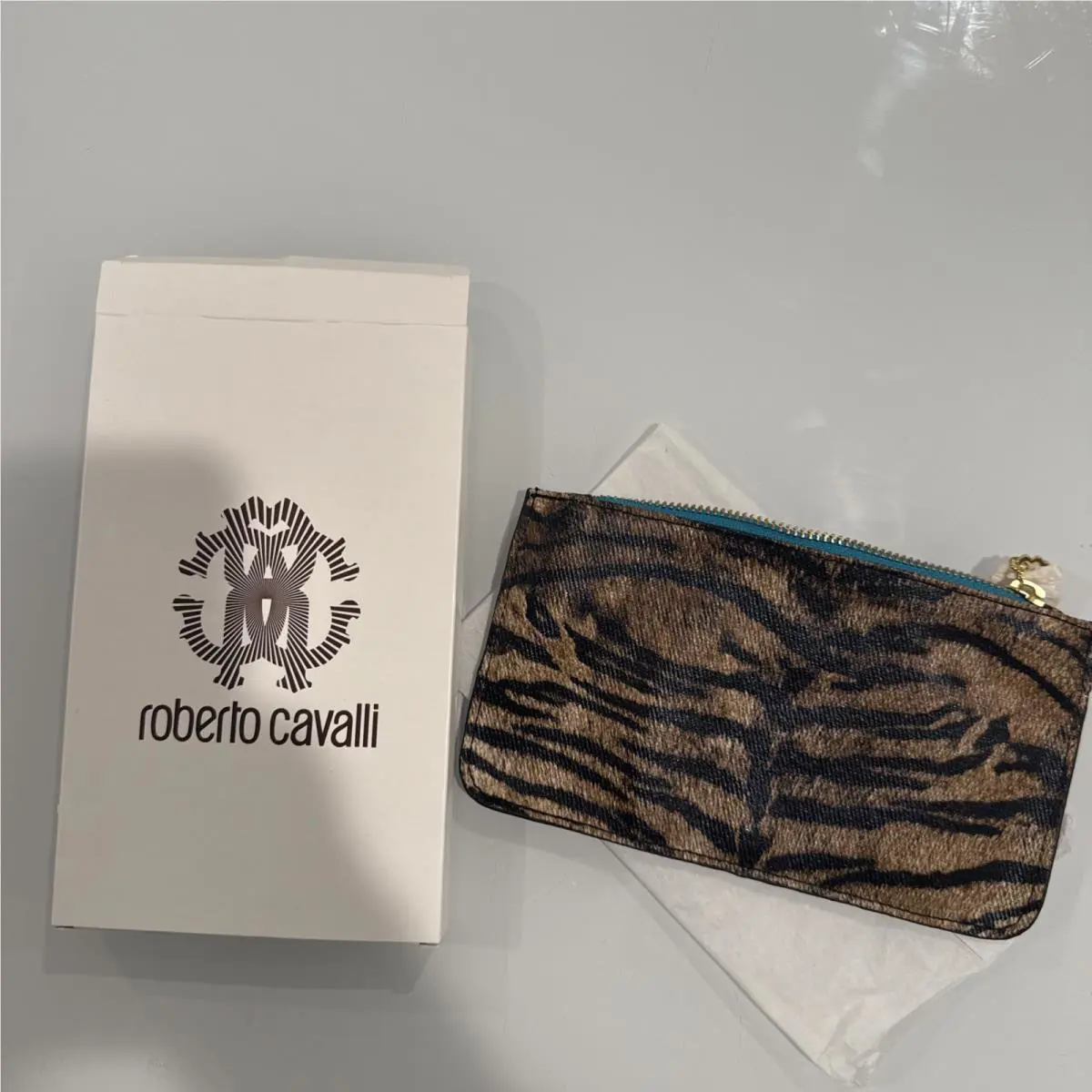 Mini Roberto Cavalli Parfum Tiger Pouch Cosmetic Bag Rare with Tissue