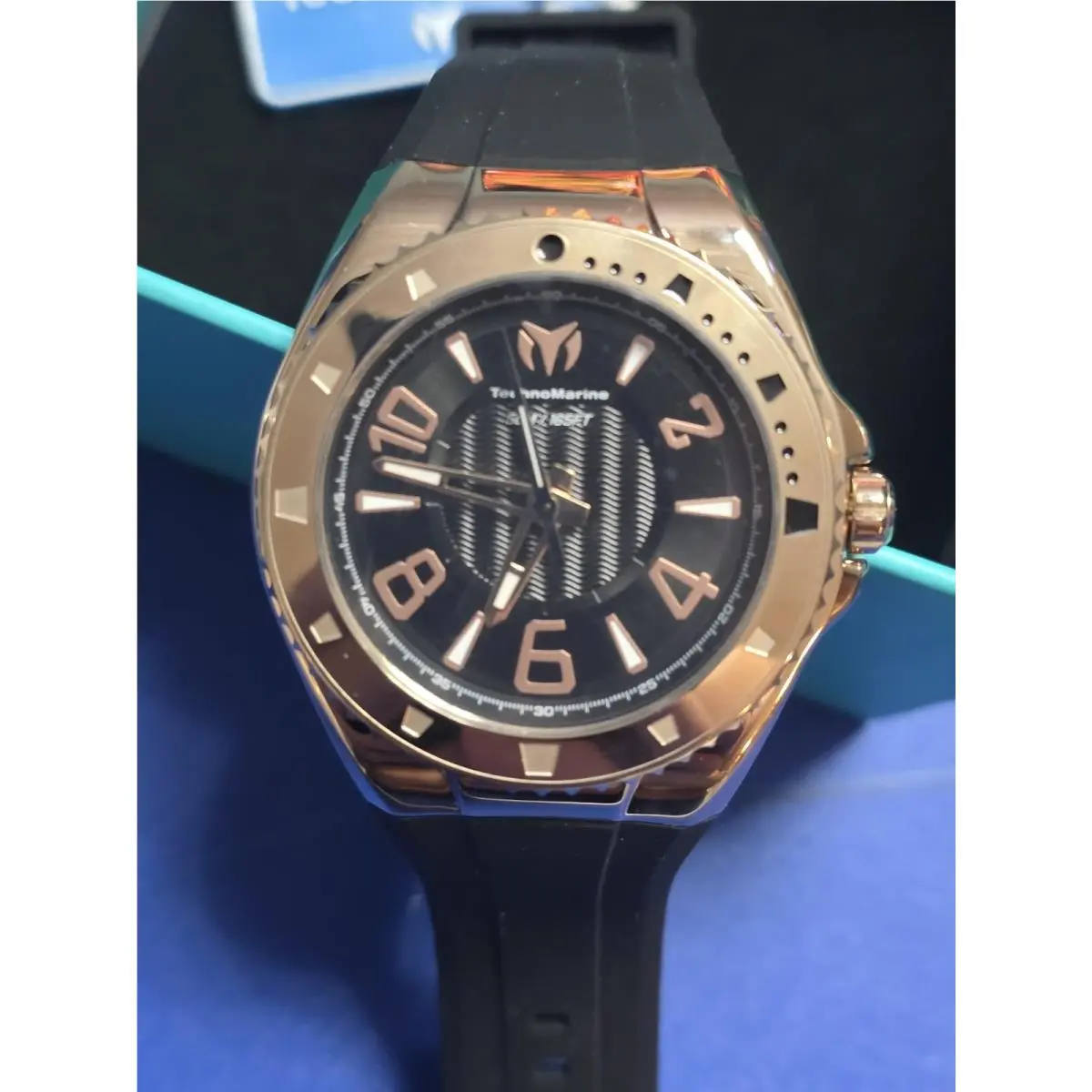 Technomarine Lusso Mare Unisex Watch -44mm Rose Gold Case- Black Dial