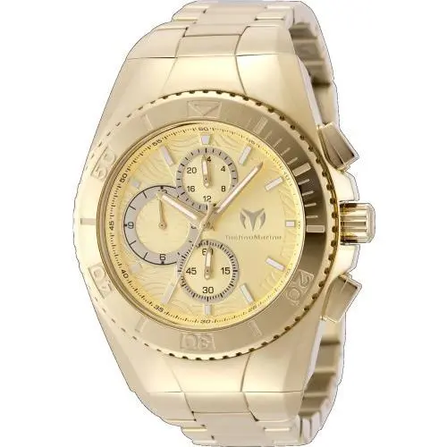 Technomarine Manta Ocean Men`s 45mm Gold Dial Stainless Steel Watch TM-225018 - Dial: Gold-tone, Gold, Band: Gold, Bezel: Gold
