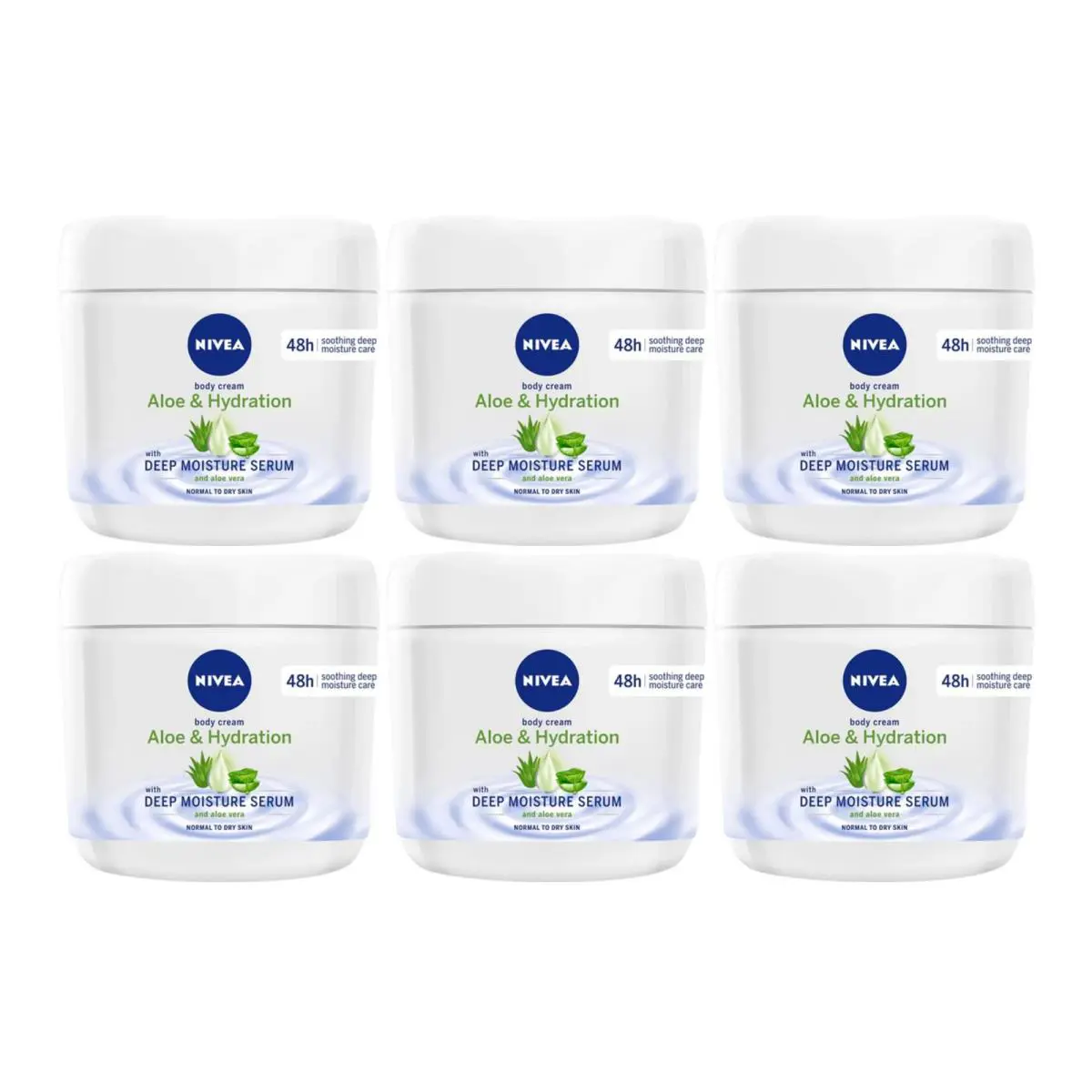 Nivea Aloe Hydration Body Cream with Aloe Vera 13.5oz 400ml Pack of 6