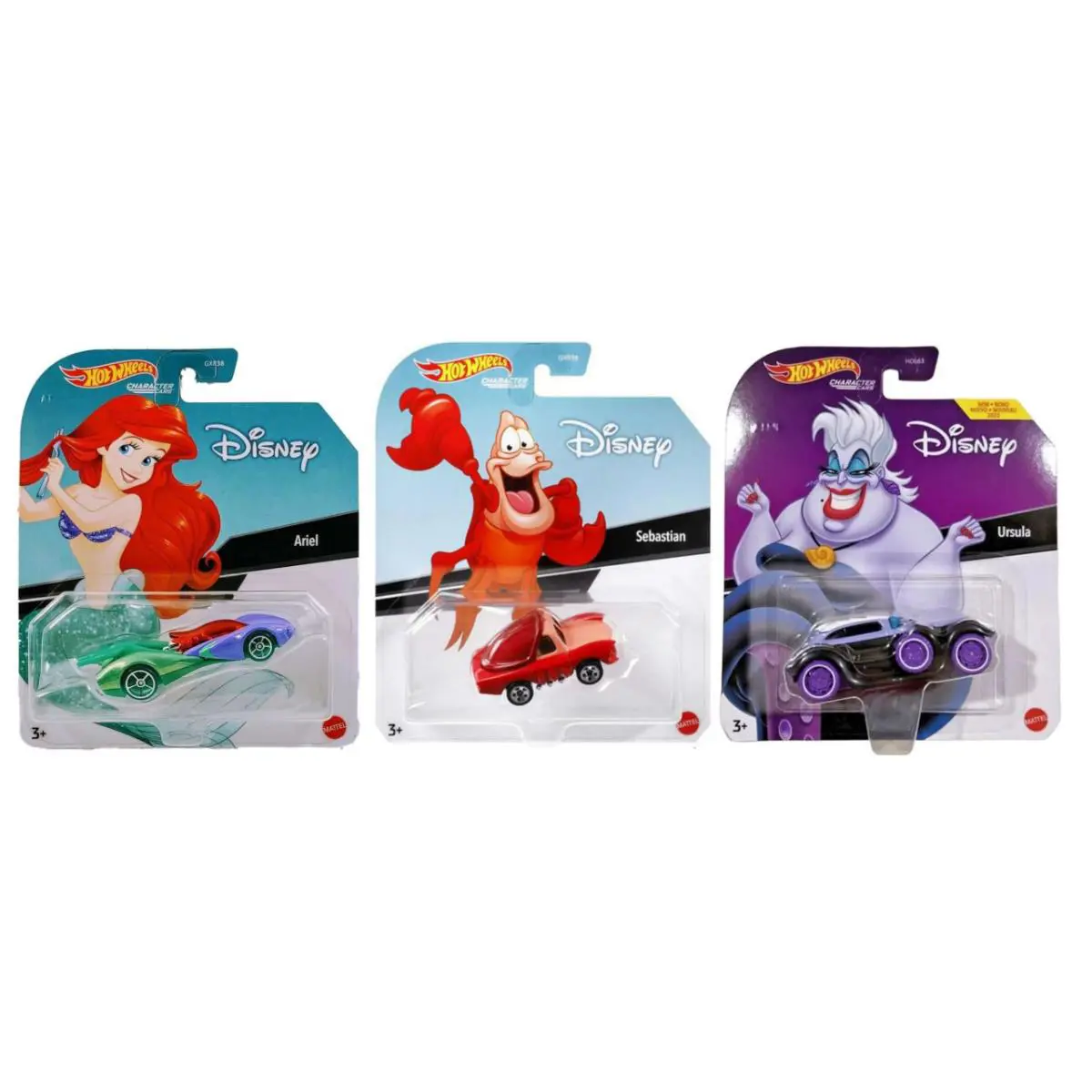 Hot Wheels Disney Character Cars The Little Mermaid Set of 3