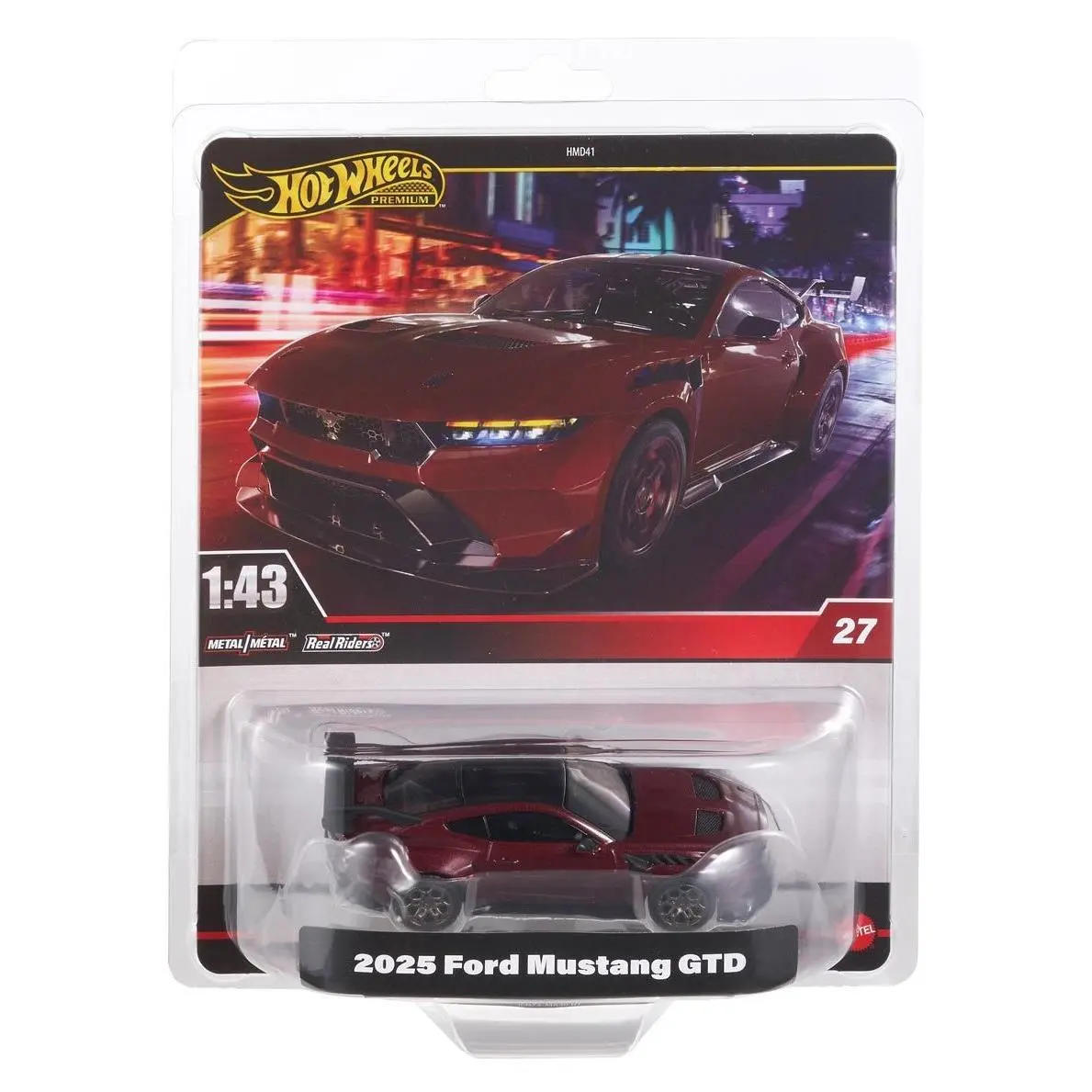Hot Wheels Premium 1:43 Scale 2025 Ford Mustang Gtd 27 with Protector - Red