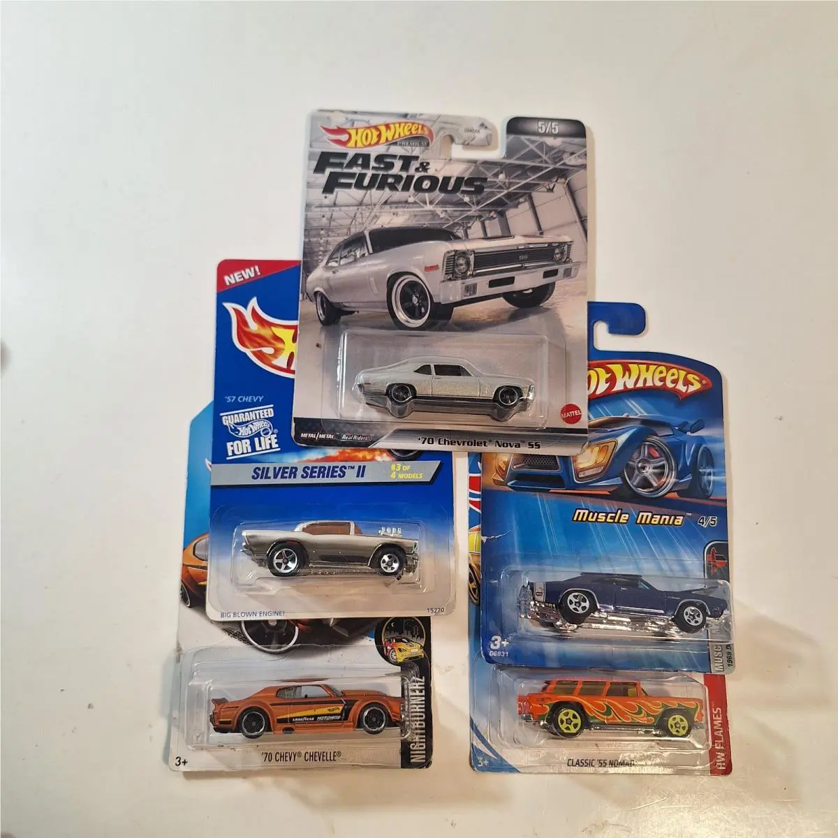 Hot Wheels Nova / Chevelle Silver Series/ Charger Nomad 5 Muscle Cars