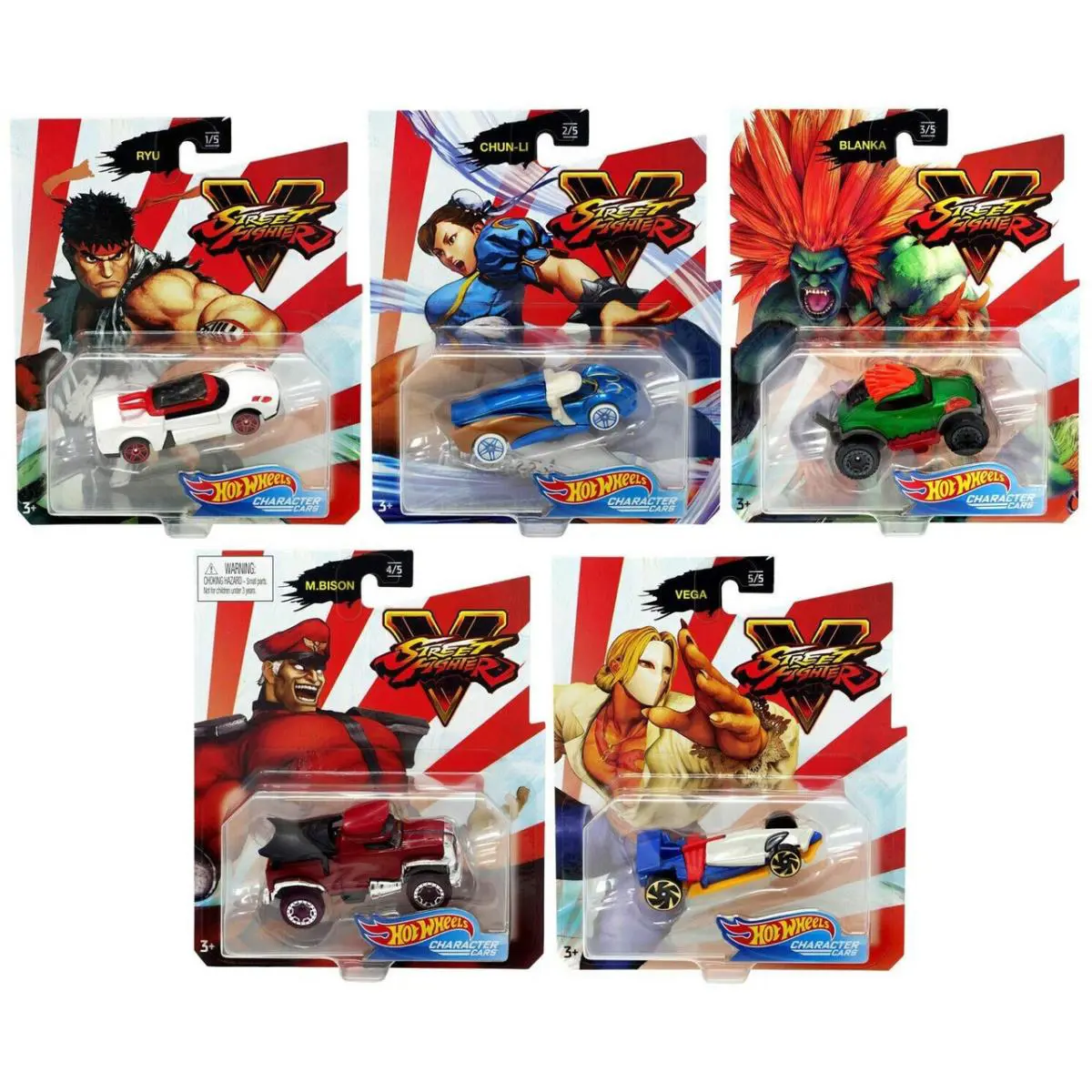 Hot Wheels Character Cars Street Fighter V Series Complete Set of 5