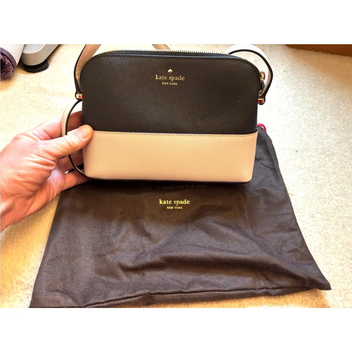 Kate Spade Cedar Street Mandy Colorblock Crossbody Purse Black Cream