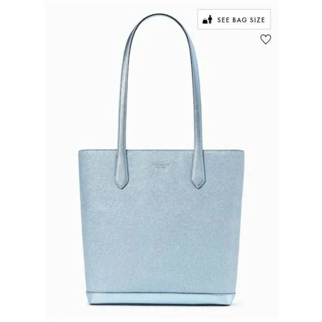 Kate Spade Tote Tinsel Glitter Shoulder Tote Bag Handbag Frosty Sky