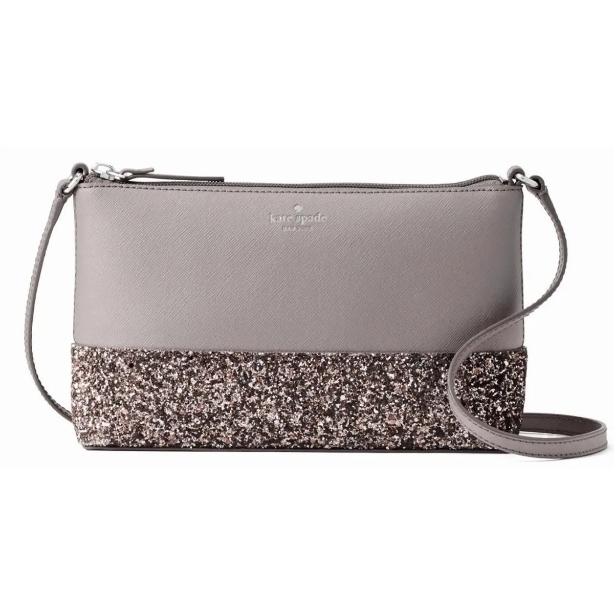 New Kate Spade New York Greta Court Glitter Crossbody Bag - Grey