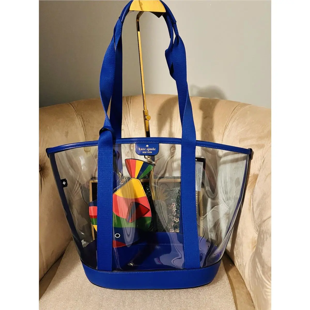 What A Catch Clear Beach Fish Tote Bag Handbag Pouch Purse Set Blue by Kate Spade