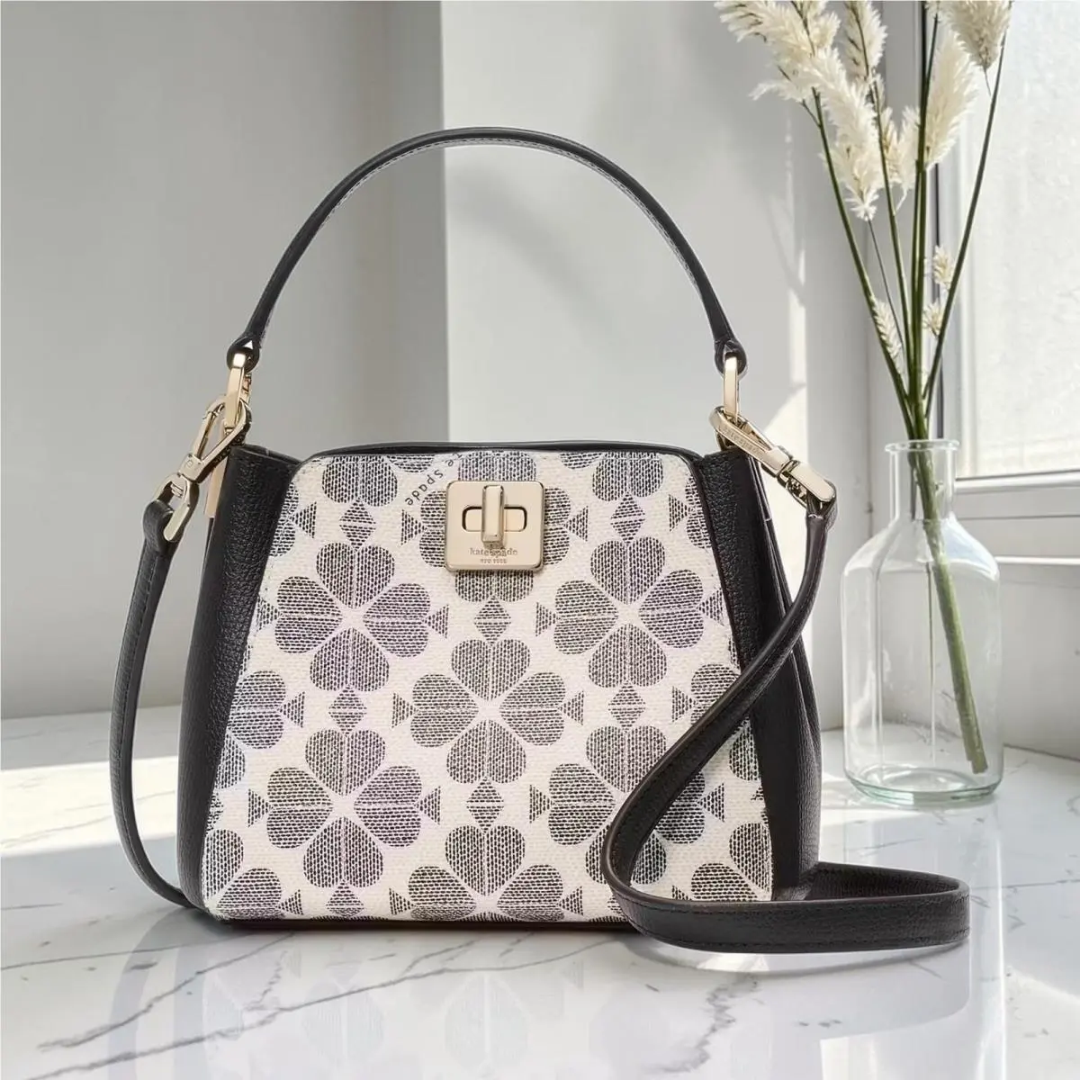 Spade Flower Pvc Mini Top Handle Crossbody Black Multi KK996 by Kate Spade