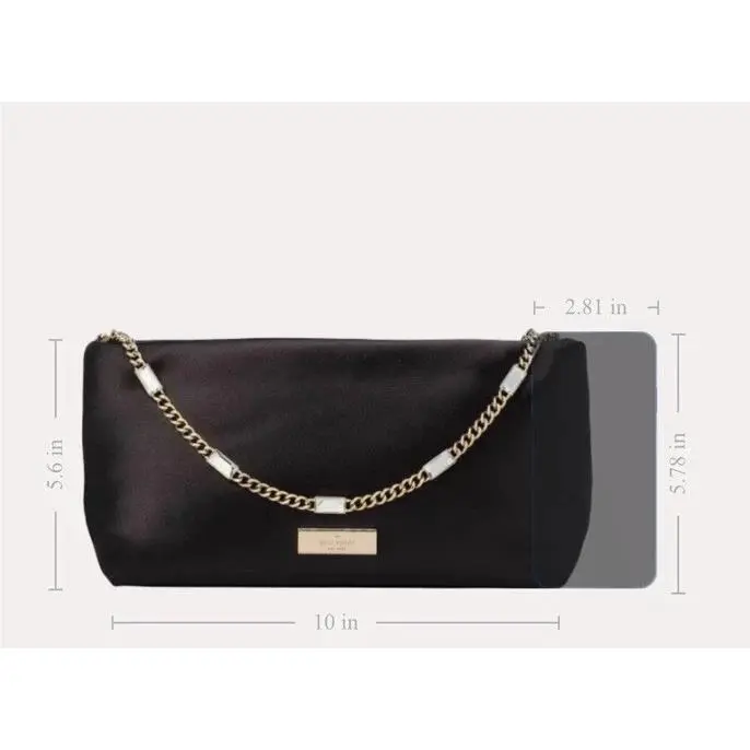 Kate Spade Anya Black Satin Shoulder Bag W/gold and Rhinestone Cha
