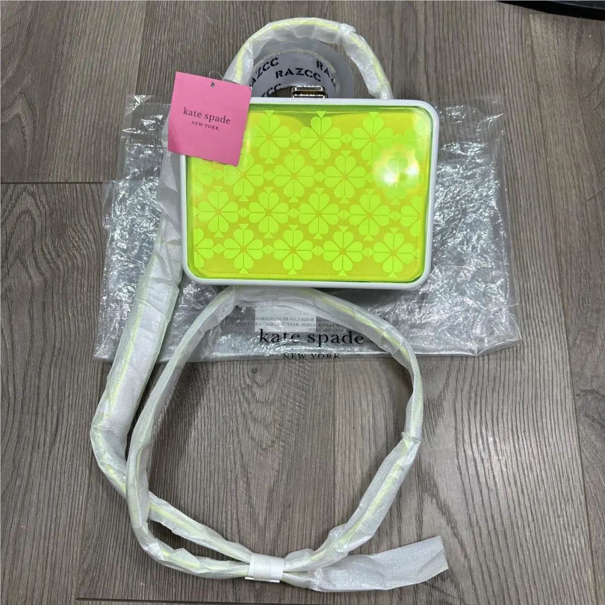 Kate Spade New York Yellow Vanity See Through Mini Top Handle Crossbody Bag
