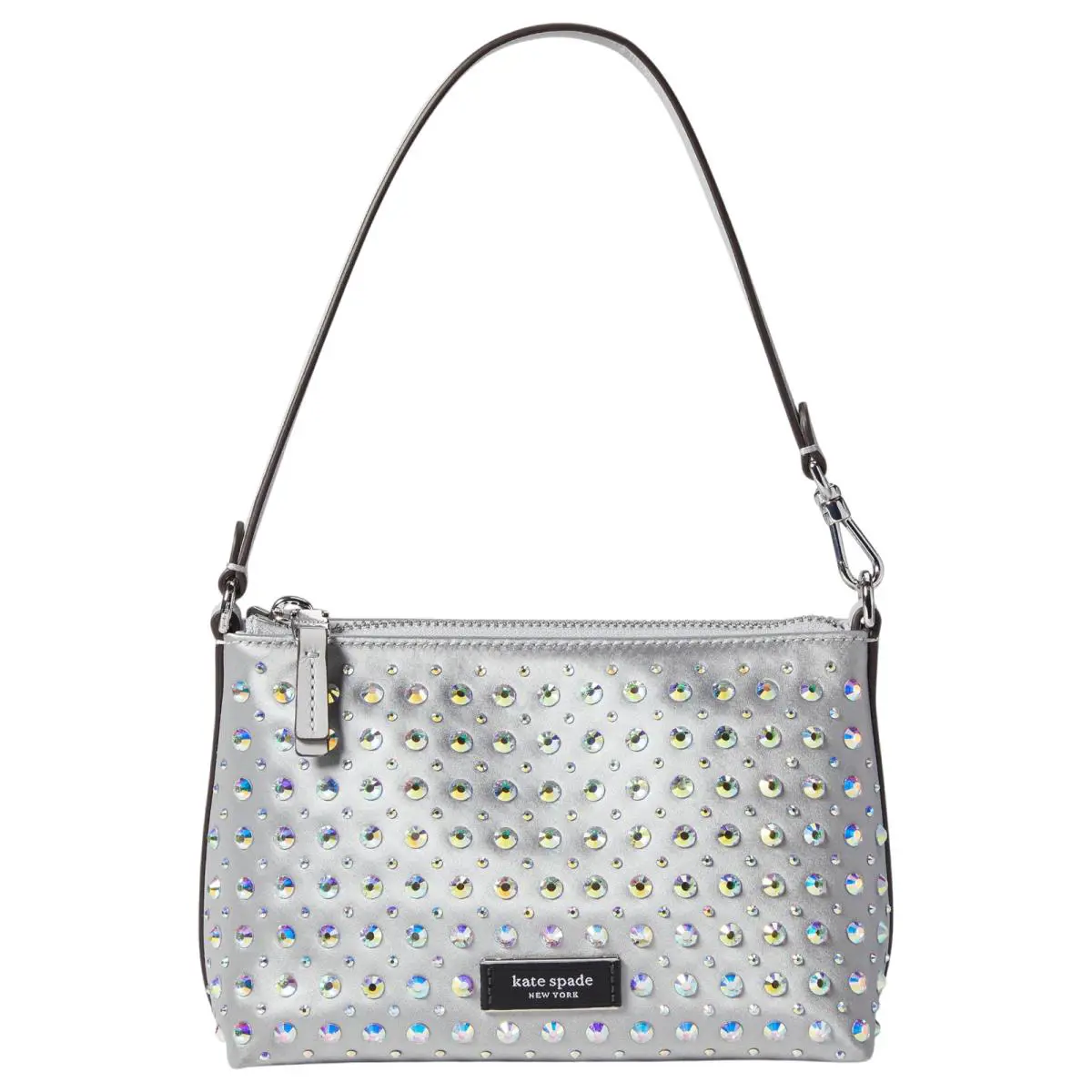 Kate Spade Lulu Crystal Embellished East/west Pochette – Platinum Grey