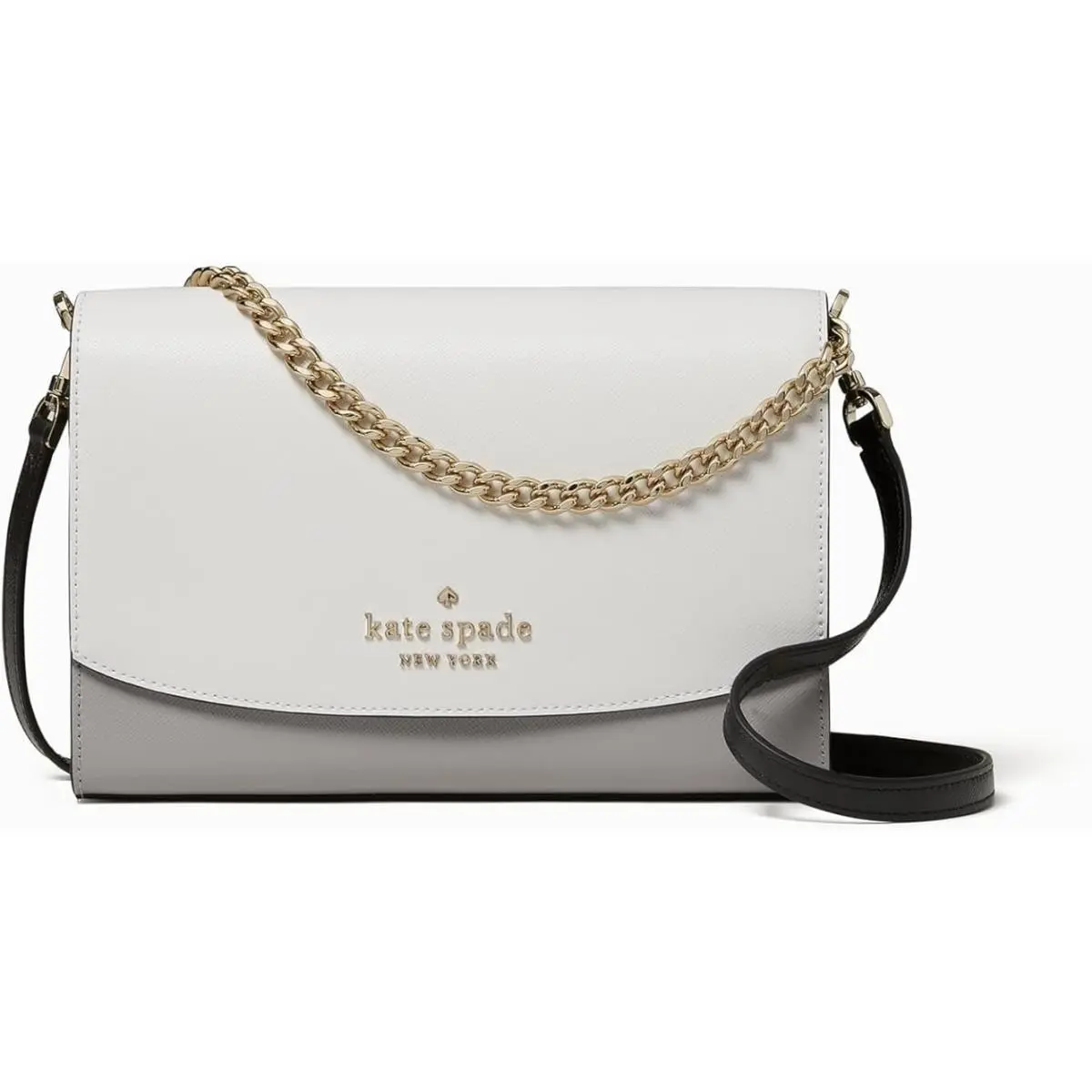 Kate Spade Grey Leather Carson Convertible Flap Crossbody Bag Madison Willow