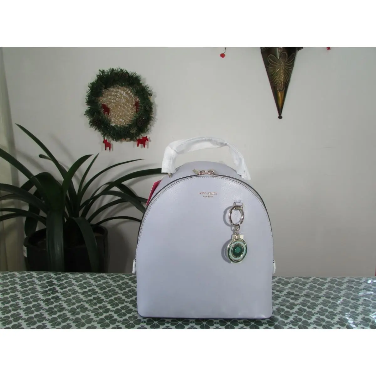 Kate Spade Leather Sloan Medium Moonglow Backpack Spade Key Fob