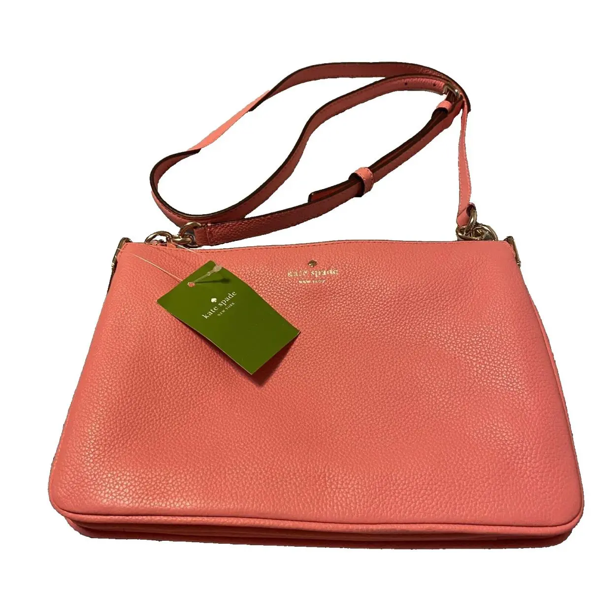 Kate Spade Purse Pink Madelyn Larchmont Ave Triple Gusset Leather Crossbody New
