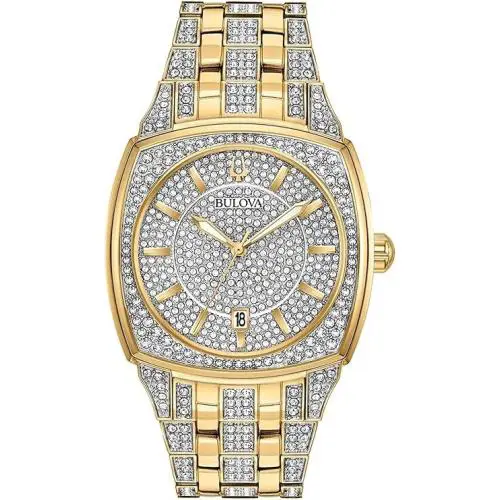 Bulova 98B323 Phantom 582 Crystals Stainless Steel Gold Tone Men`s Watch