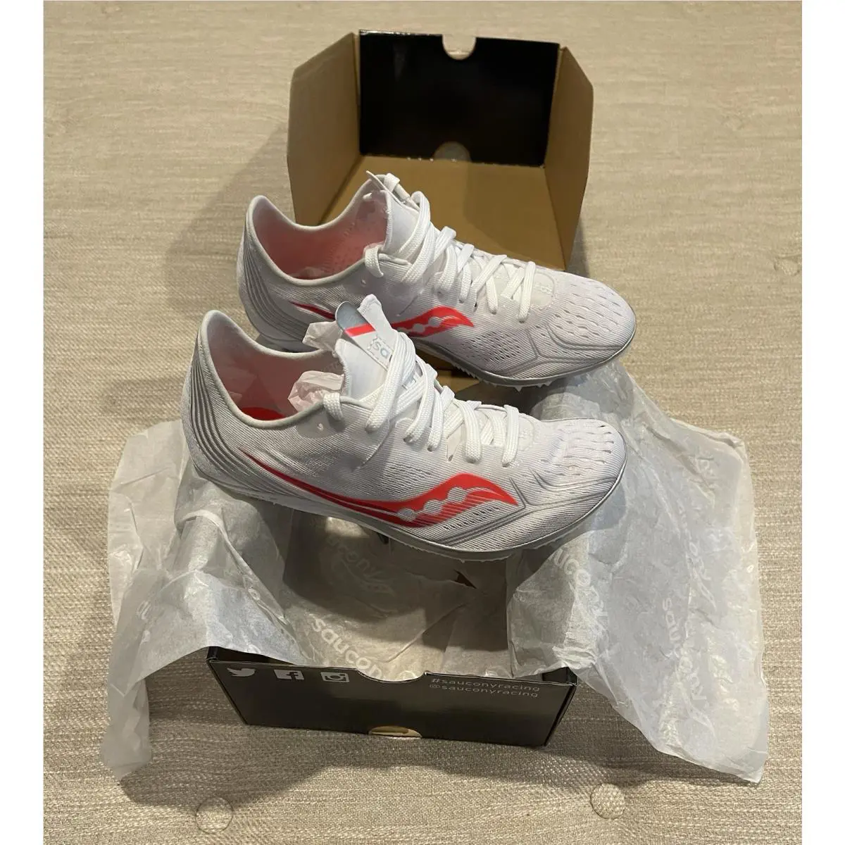 Saucony shoes - Saucony Endorphin Speed - Endorphin Speed - White/Vizired (UPC: 0044211334738) 9