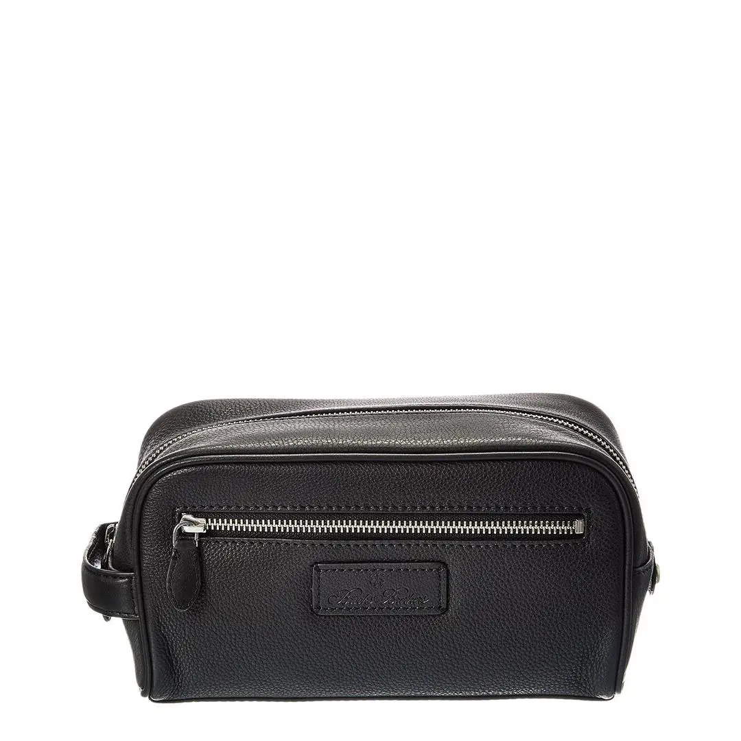 Natural Milled Textured Leather Travel Case Men`s Black Os by Brooks Brothers