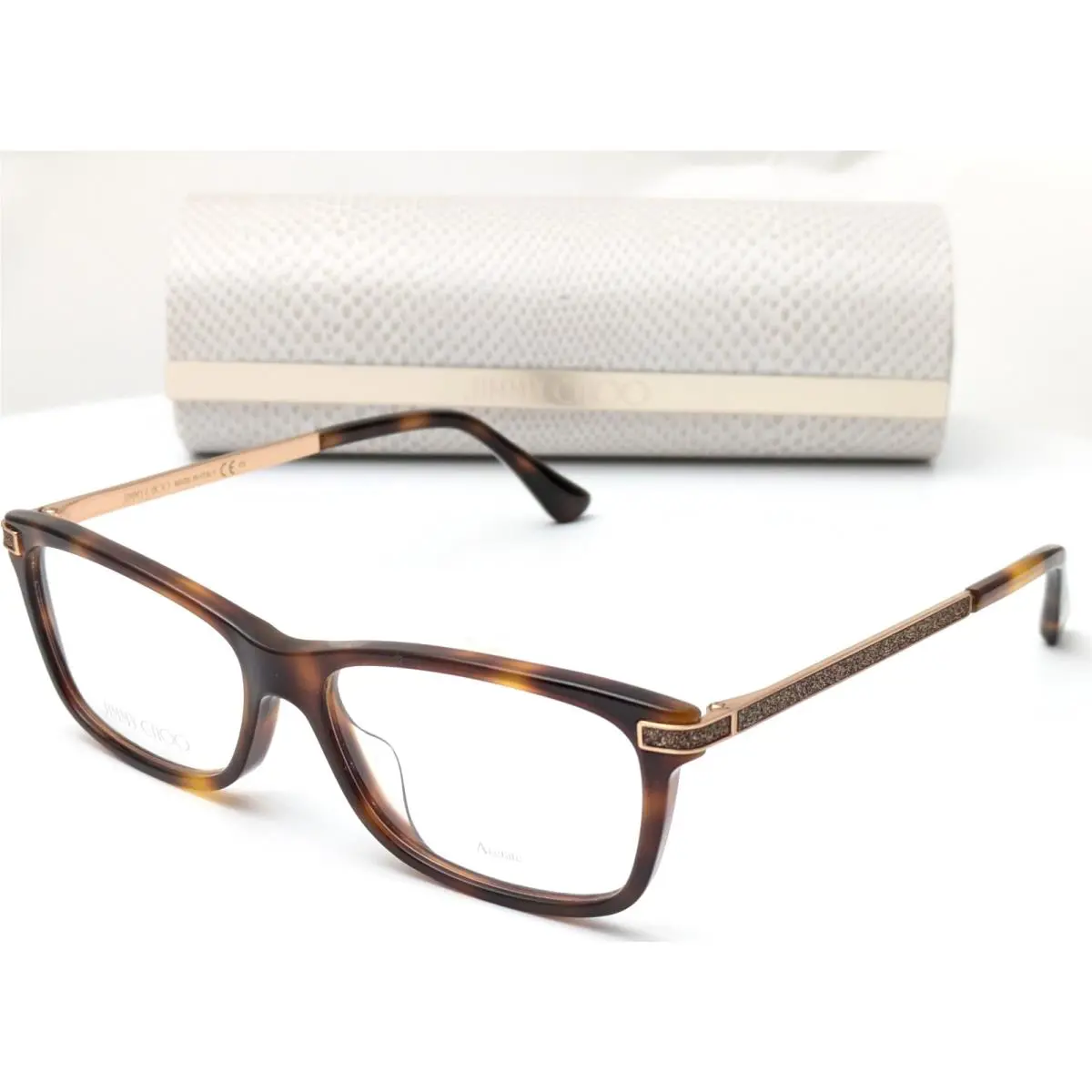 Jimmy Choo JC268/G 086 Rectangle Dark Havana Women`s Eyeglasses Frames 52-15-145