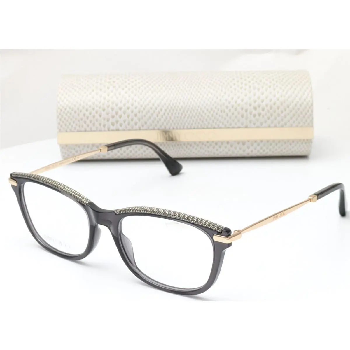 Jimmy Choo JC248 Eib Rectangle Shiny Black Women`s Eyeglasses Frames 53-18-145