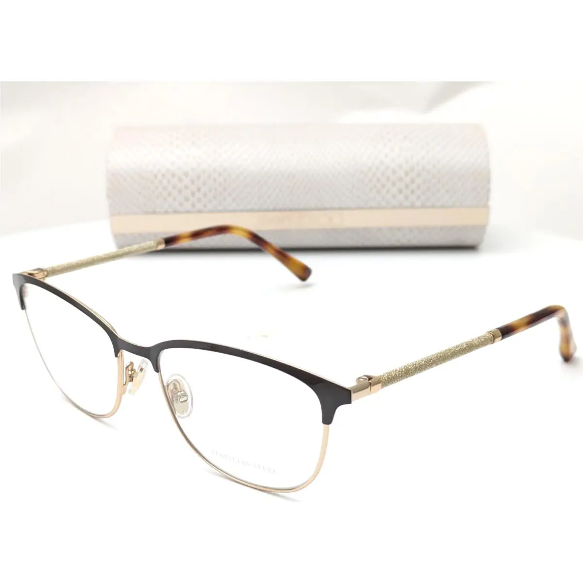 Jimmy Choo JC319 FG4 Rectangle Black Gold Women`s Eyeglasses Frames 53-16-140