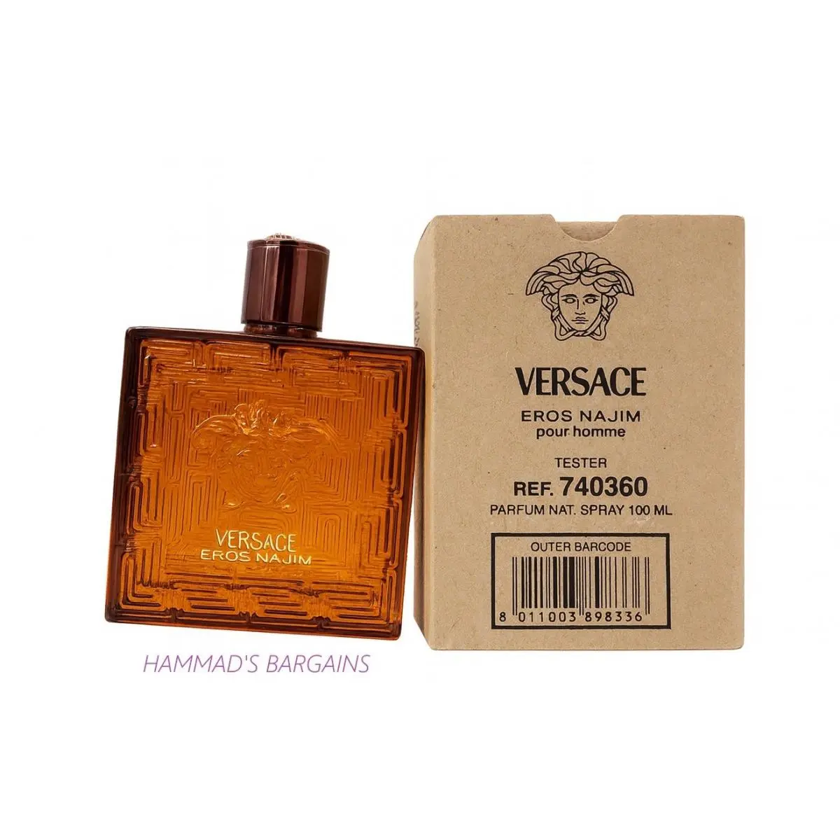 Versace Eros Najim Parfum 3.4 OZ / 100 ML For Men with Cap IN Brown Box