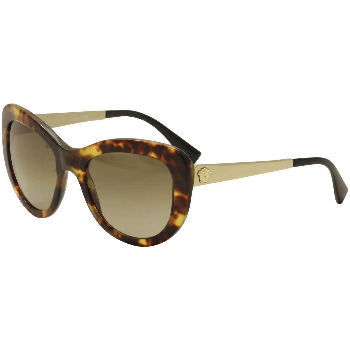 Versace Women`s VE4325 4325 5208/13 Havana/gold Cat Eye Sunglasses 54mm - Frame: Brown, Lens: Brown