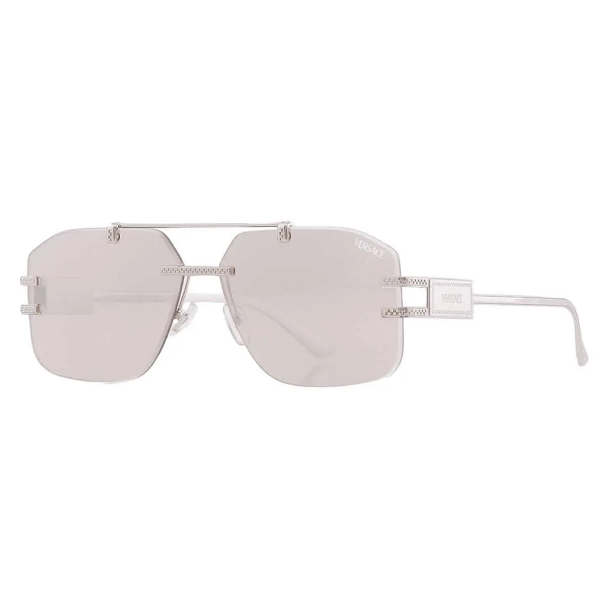 Clear Mirror Silver 80 Square Men`s Sunglasses VE2275 10008V 60 by Versace