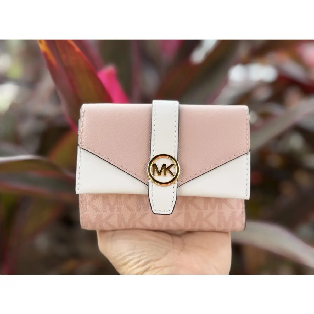Michael Kors Greenwich Medium Trifold Wallet MK Powder Blush Multi