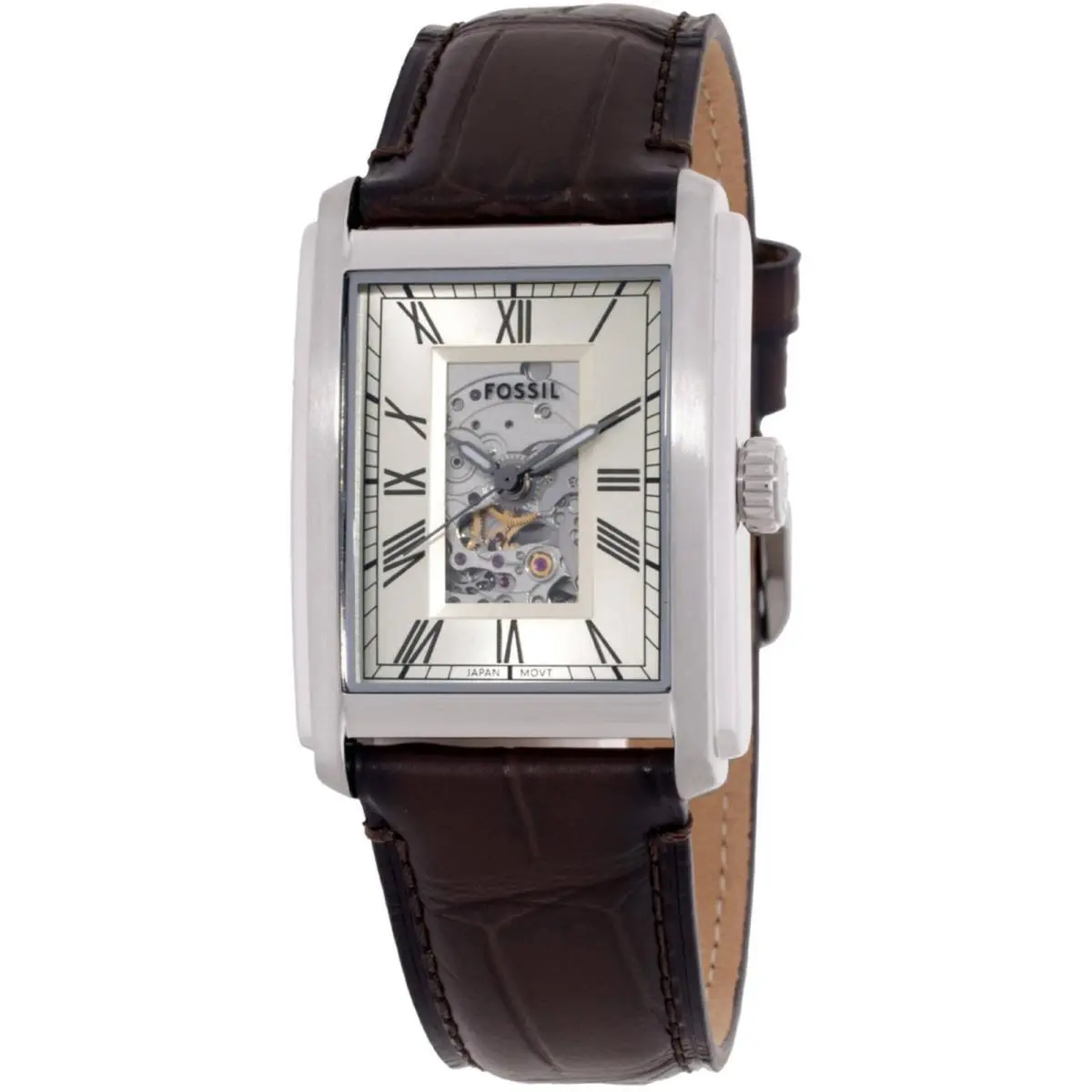 Unisex Watch Carraway Automatic Beige Dial Brown Leather Strap ME3272 by Fossil
