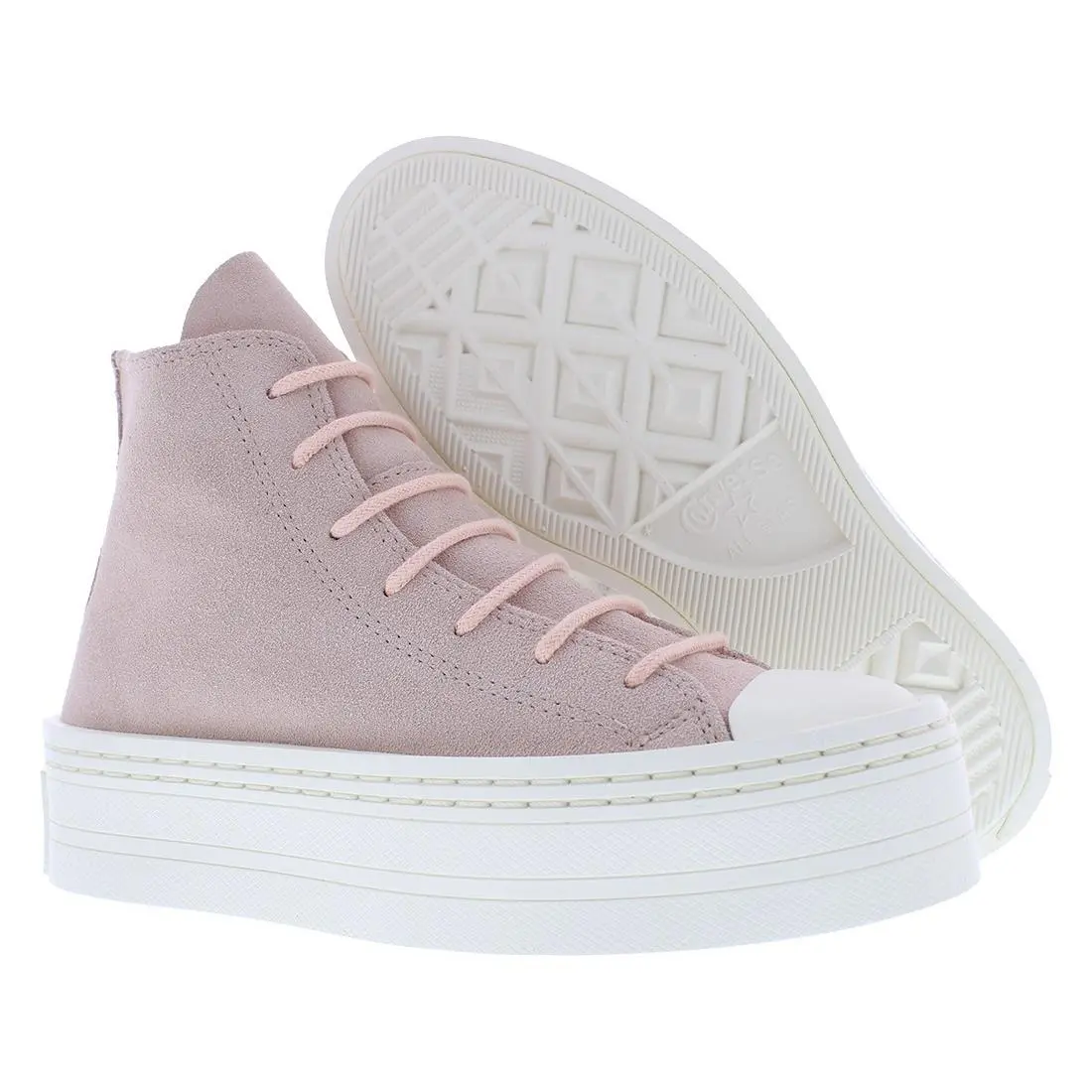 Converse Chuck Taylor All Star Modern Lift High Suede Womens Shoes - Pink Sage/Egret, Main: Pink