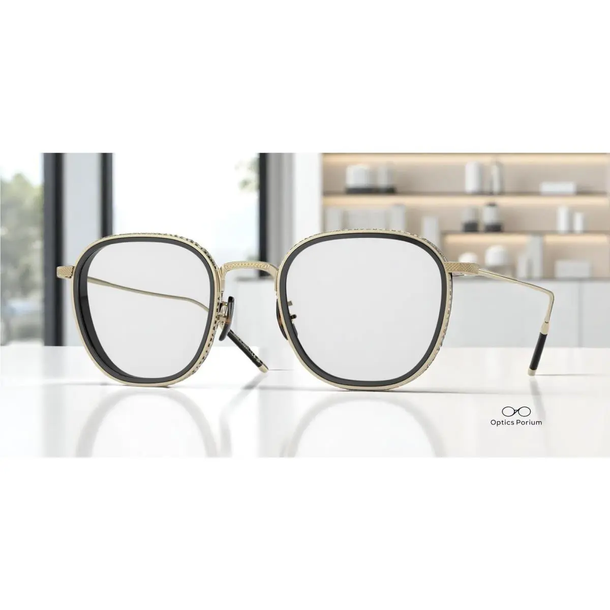 Oliver Peoples OV1321T 5035 Tk 9 Gold Black Titanium 48 mm Men`s Eyeglasses