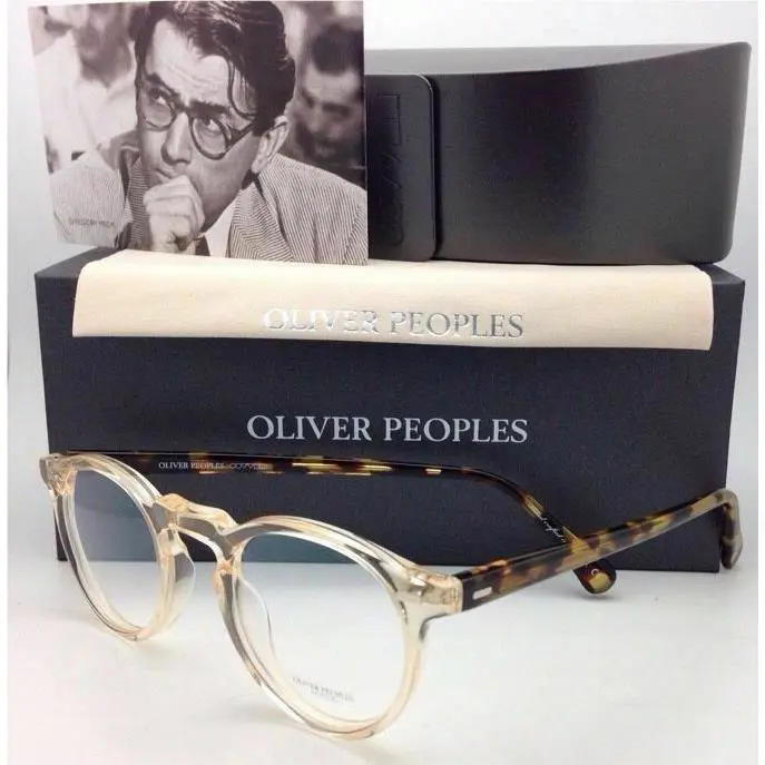 Oliver Peoples Eyeglasses Gregory Peck OV 5186 1485 45-23 Round Buff Tortoise