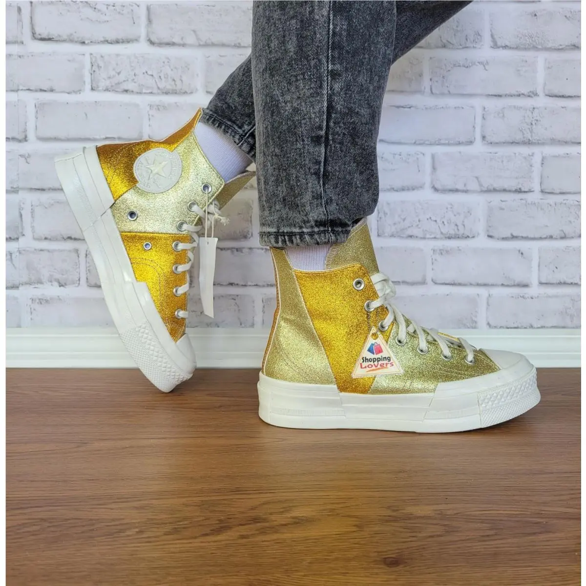 ⭐converse Chuck 70 Plus Glitter Hi Size 8.5 Women`s Shoes Sneakers Gold A08176C⭐ by Converse
