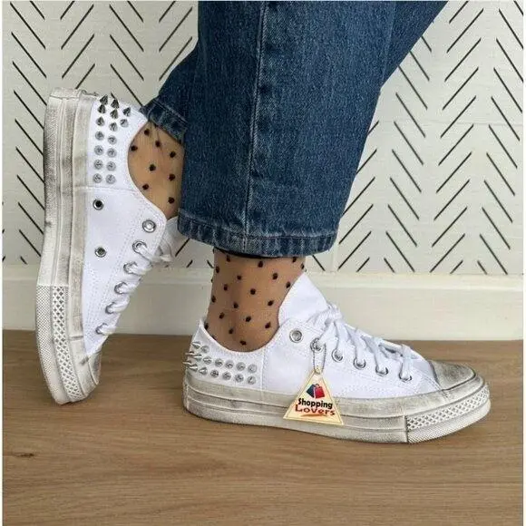 ⭐converse Chuck 70 Studded Low 8.5 Women`s Sneakers Trainer White Silver A07208C by Converse