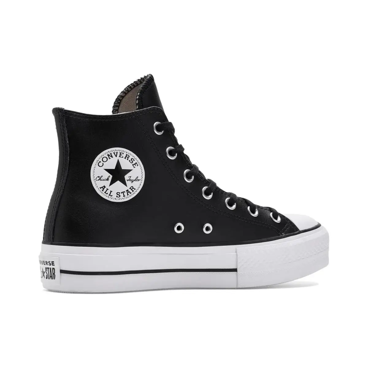 Womens Size 6.5 Converse Chuck Taylor All Star Lift Black Leather Shoes Sneakers - Black