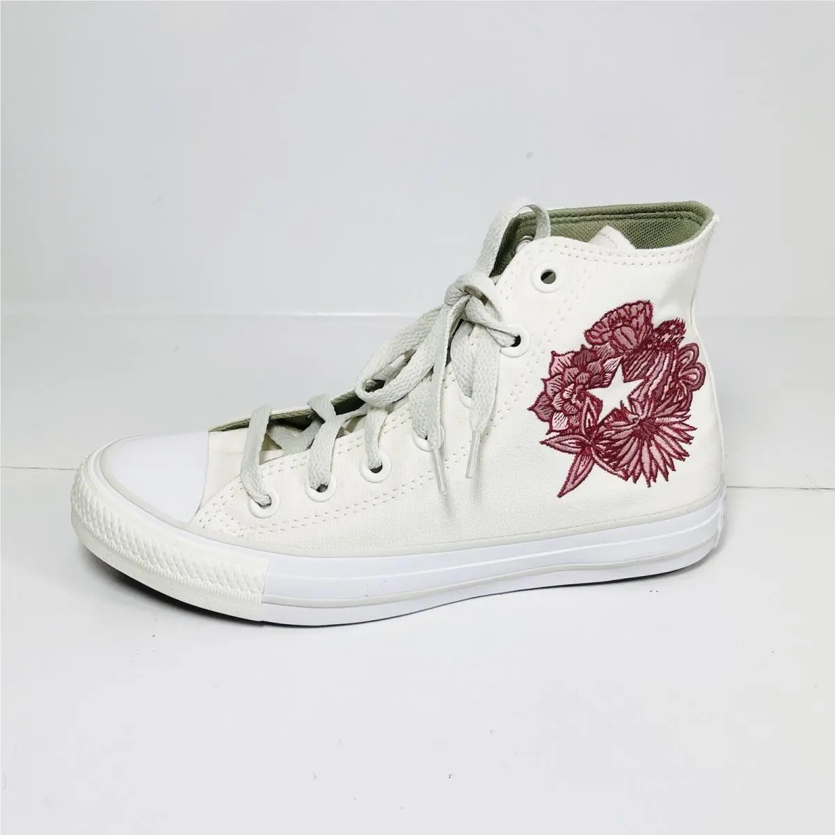 Converse Chuck Taylor All Star Womens Sneakers High Top Egret Embroidered Sz 9