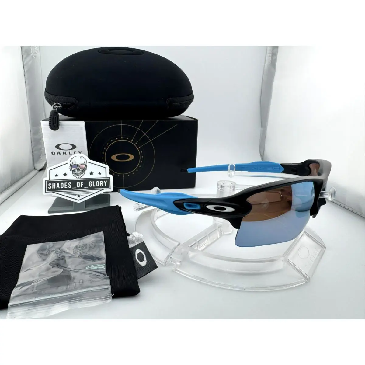 Flak 2.0 XL Custom Matte Black Blue Prizm Deep Water Polarized Sunglasses by Oakley