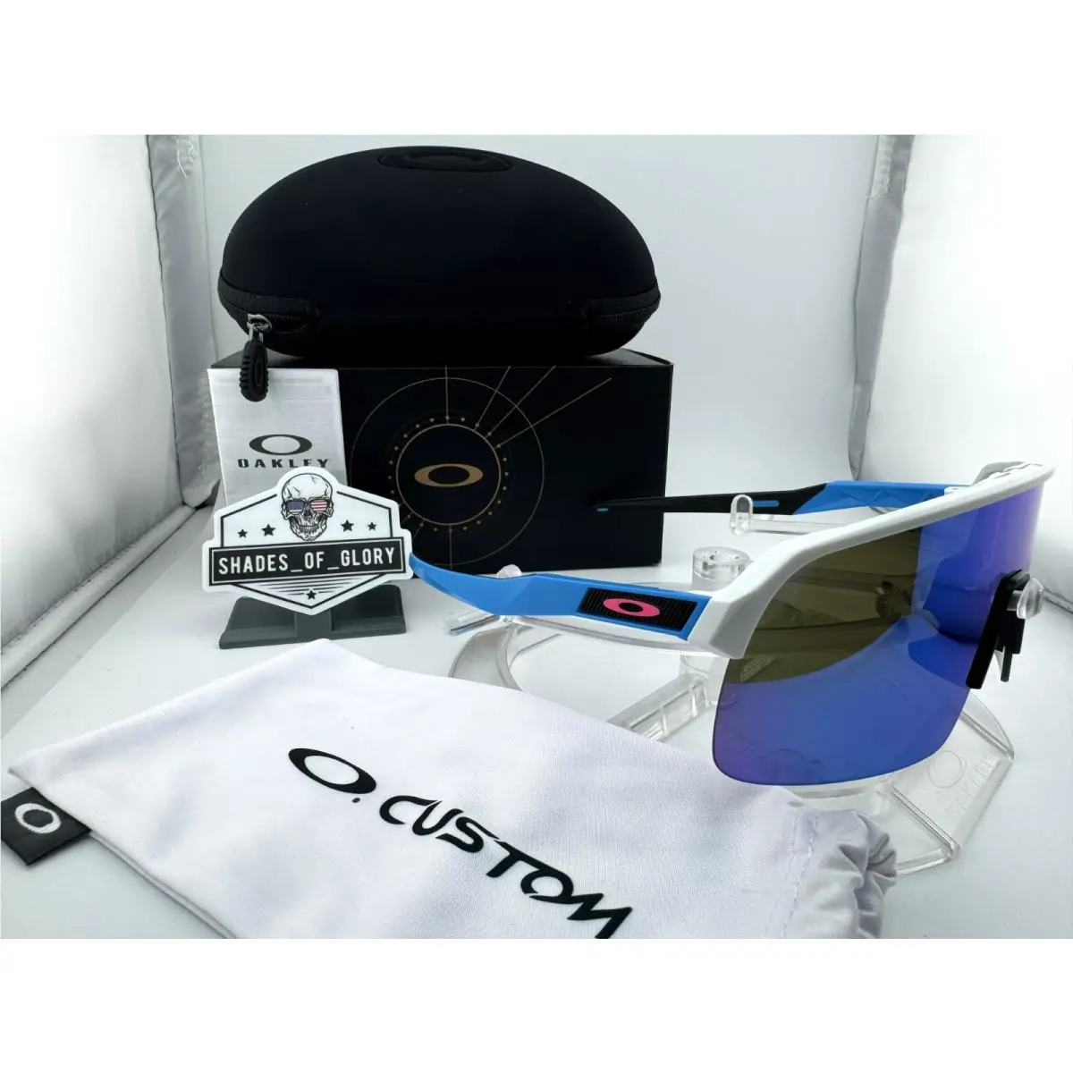 Sutro Lite Custom Polished White Sky Blue Pink Prizm Sapphire Sunglasses by Oakley