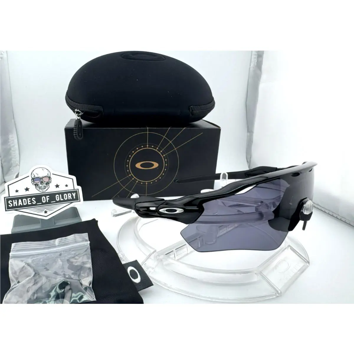 Radar EV Path Custom Polished Black Satin Silver W/ Prizm Grey Sunglasses by Oakley