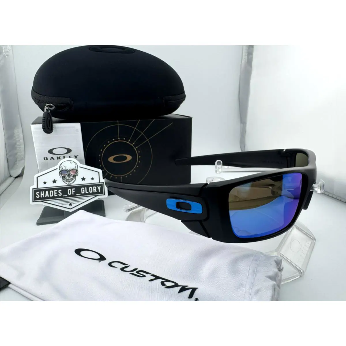 Fuel Cell Custom Matte Black Prizm Sapphire Iridium Team Blue Sunglasses by Oakley
