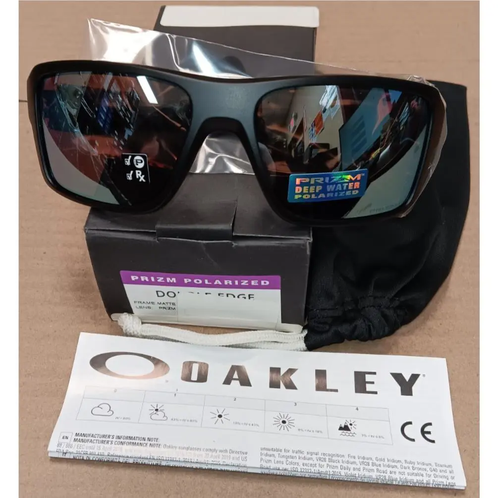 Oakley Double Edge Sunglasses Prizm Deep Water Polarized 66-17-128 - Black/blue