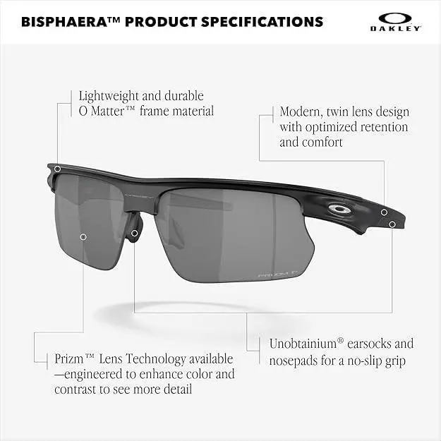 Oakley Men`s Bisphaera Golf Sunglasses Matte Black/prism Black Polarized 009400