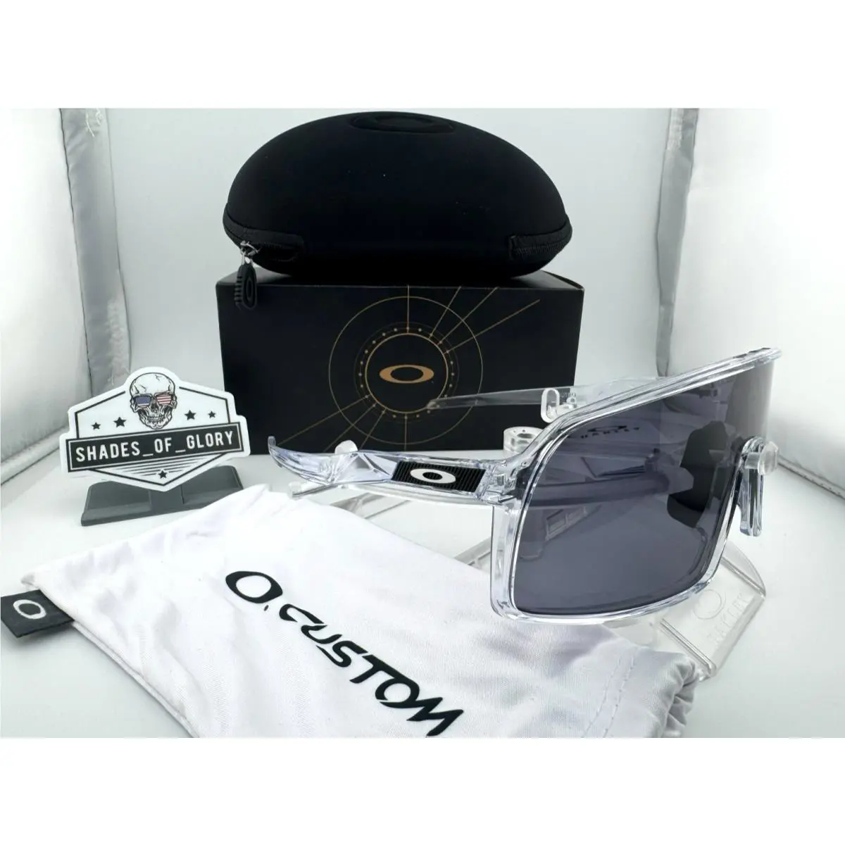 Sutro Custom Polished Clear Satin Chrome W/ Prizm Grey Lens Sunglasses by Oakley