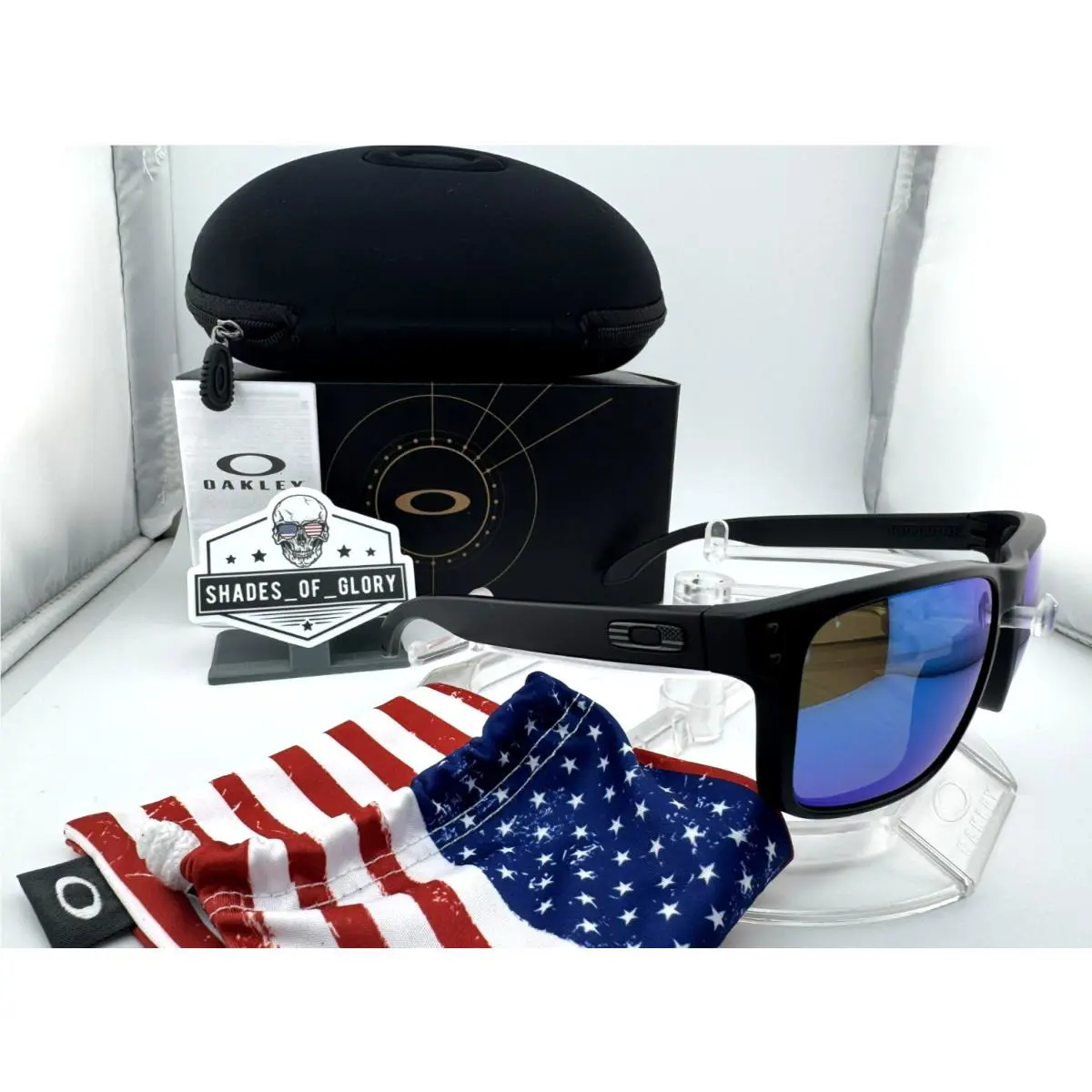 Oakley Holbrook Custom Matte Black Usa Flag Prizm Sapphire Polarized Sunglasses