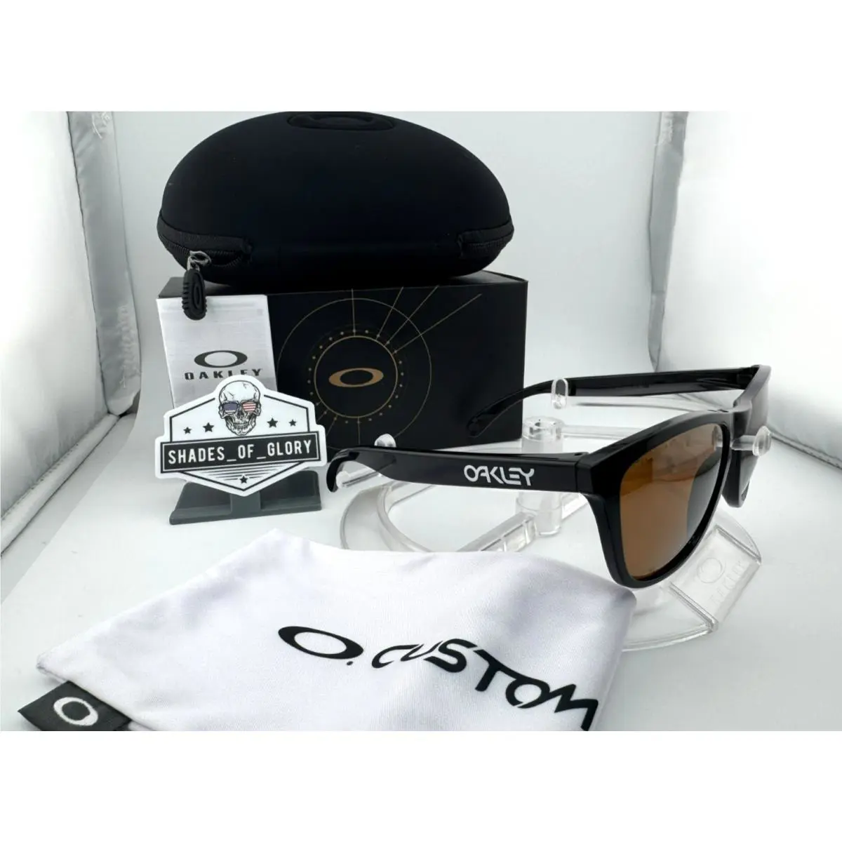 Oakley Frogskins Custom Black White Prizm Tungsten Iridium Polarized Sunglasses