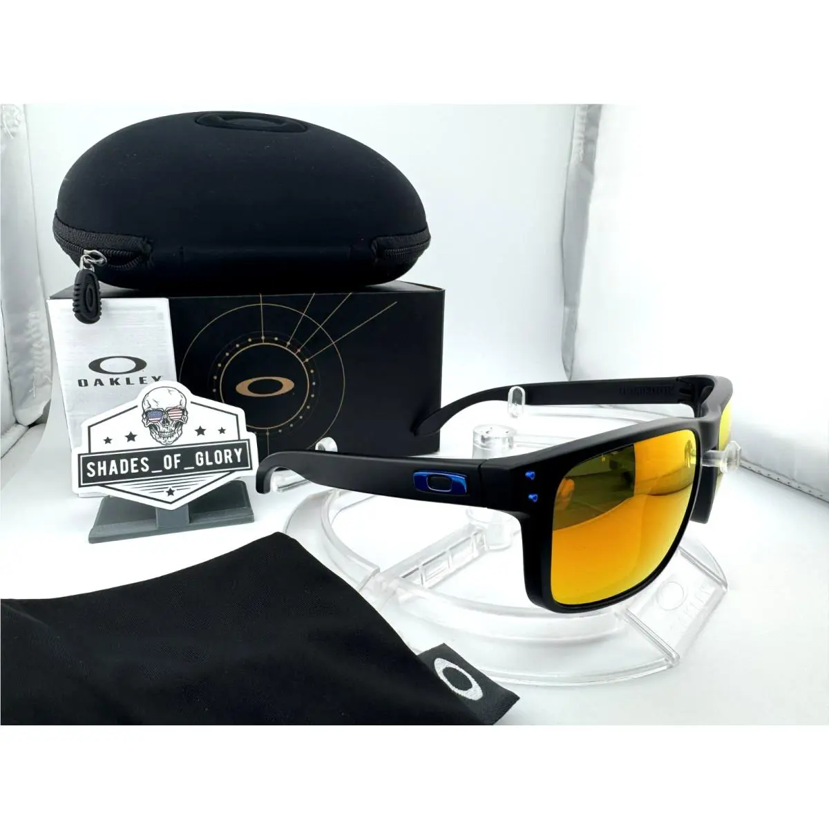 Oakley Holbrook Custom Matte Black Team Blue Prizm Ruby Polarized Red Sunglasses