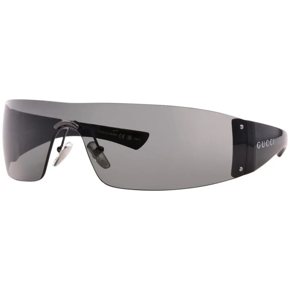 Gucci GG1958S 002 Sunglasses Ruthenium/black/grey Lenses Shield Style 99mm