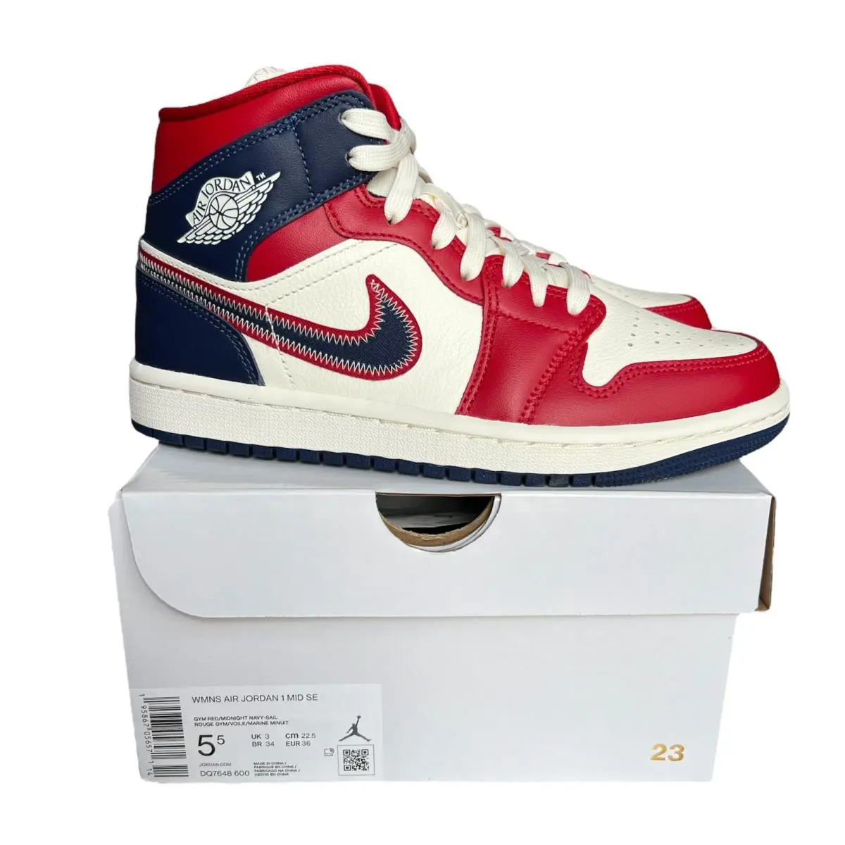 Nike Air Jordan 1 Mid SE Usa 2022 Size 5-12 Women`s Basketball Shoes. DQ7648-600 - Gym Red