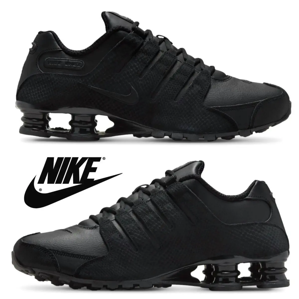 Nike Shox NZ Men`s Sneakers Running Athletic Sport Shoes Casual Comfort Black - Black, Maufacturer: Black/Black